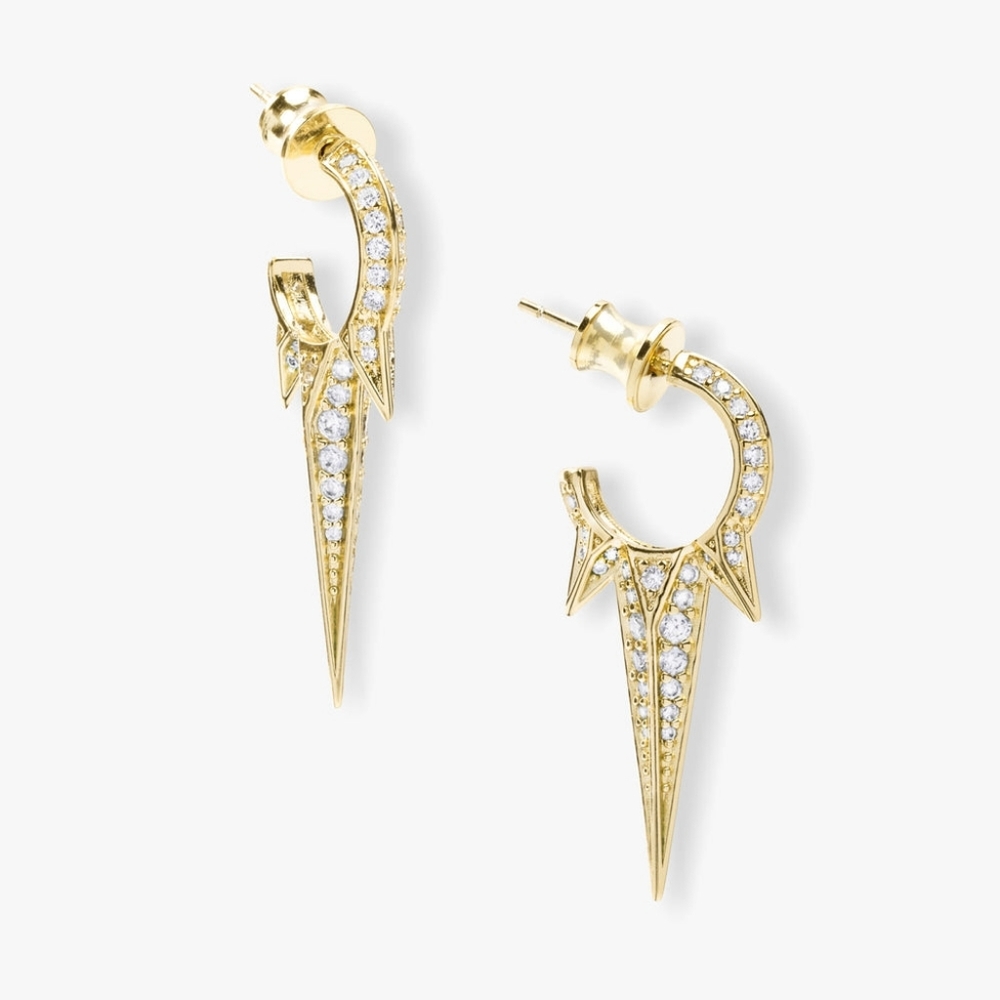 Melinda Maria Gabriella Pave Triple Spike Earrings Gold New - FIRM ✨️